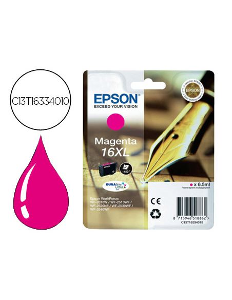 Ink-Jet Epson 16Xl Wf2010W Wf2510Wf Wf2520Nf Wf2530Wf Wf2540Wf Magenta 450 Pag