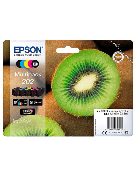 Ink-Jet Epson 202 Xl Xp-6000 / Xp-6005 / Xp-6100 / Xp-6105 Pack 5 Negro Amarillo Cian Magenta Photo Negro 650 Pag