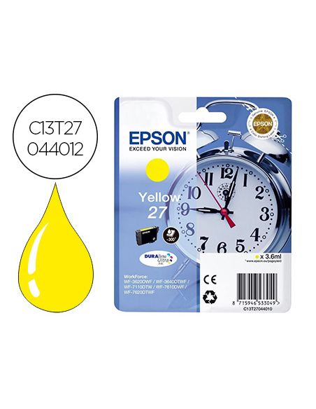 Ink-Jet Epson 27 Wf-3620 / 711 0 / 7610 / 7620 Amarillo 2.200 Pag