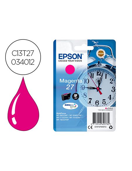 Ink-Jet Epson 27 Wf-3620 / 711 0/ 7610 / 7620 Magenta 300 Pag