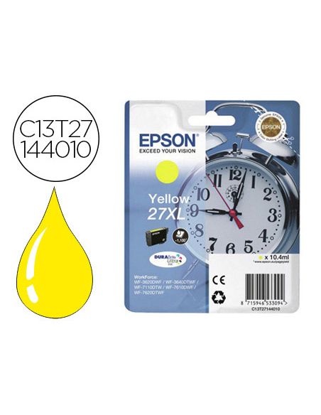 Ink-Jet Epson 27Xl Wf 3620 / 7110 / 7610 / 7620 Amarillo 1.100 Pag