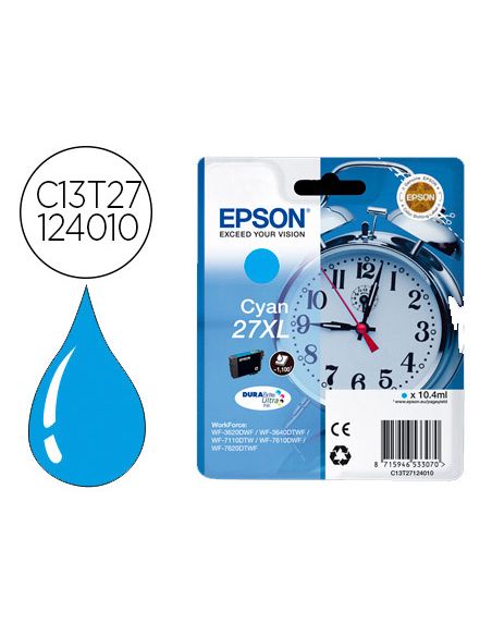 Ink-Jet Epson 27Xl Wf3620 / 7110 / 7610 / 7620 Cyan 1.100 Pag
