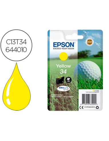 Ink-Jet Epson 34 Workforce Pro Wf-3720 / Wf-3720Dwf / Wf-3725Dwf Amarillo 300 Paginas