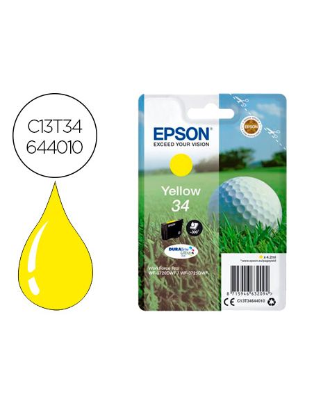 Ink-Jet Epson 34 Workforce Pro Wf-3720 / Wf-3720Dwf / Wf-3725Dwf Amarillo 300 Paginas