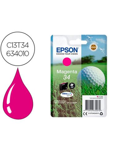 Ink-Jet Epson 34 Workforce Pro Wf-3720 / Wf-3720Dwf / Wf-3725Dwf Magenta 300 Paginas