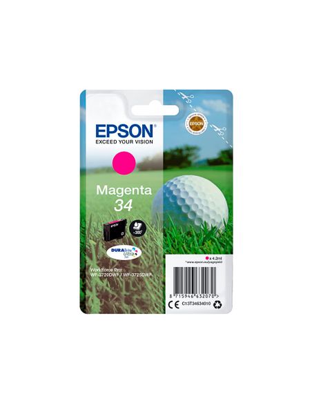 Ink-Jet Epson 34 Workforce Pro Wf-3720 / Wf-3720Dwf / Wf-3725Dwf Magenta 300 Paginas