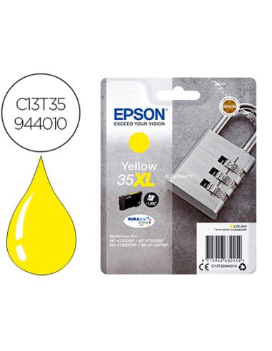 Ink-Jet Epson 35Xl T3594 Pro Wf-4720Dwf / 4725Dwf / 4730Dtwf / 4740Dtwf Amarillo Alta Capacidad 1900 Paginas