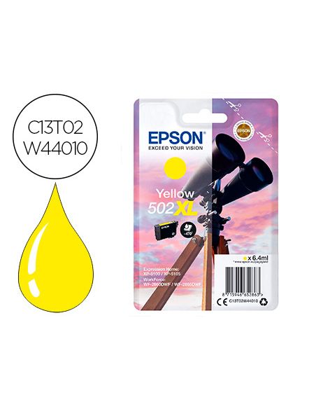 Ink-Jet Epson 502 Xl Expression Home Xp 5100 / 5105 Workforce Wf 2860 / 2860Dwf Amarillo 470 Paginas