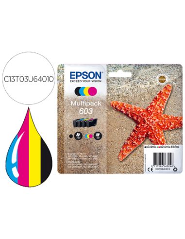Ink-Jet Epson 603 Xp-2100 / 2105 / 3100 / 4100 / Wf-2810 / 2830 / 2835 / 2850 Multipack 4 Colores Negro