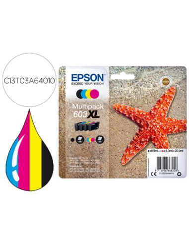 Ink-Jet Epson 603Xl Xp-2100 / 2105 / 3100 / 4100 / Wf-2810 / 2830 / 2835 / 2850 Multipack 4 Colores Negro