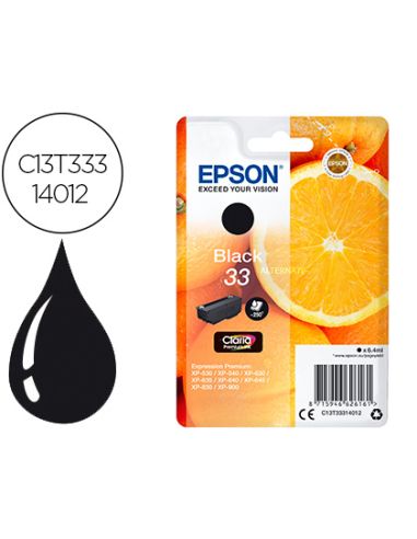 Ink-Jet Epson Expression Premiun 33 T3331 Xp-530 / Xp-630 / Xp-640 / Xp-830 / Xp-900 Negro 250 Pag