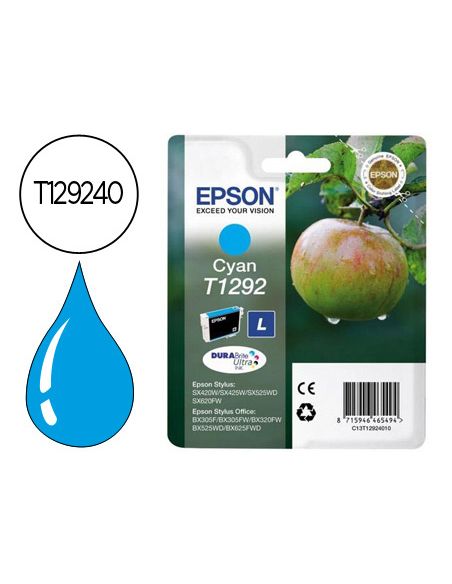 Ink-Jet Epson Stylus T1292 Cian Sx420W / 425W / Office Bx305F / Bx320F -Alta Capacidad-