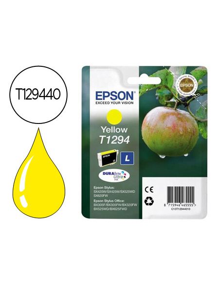 Ink-Jet Epson Stylus T1294 Amarillo Sx420W / 425W / Office Bx305F / Bx320F -Alta Capacidad-
