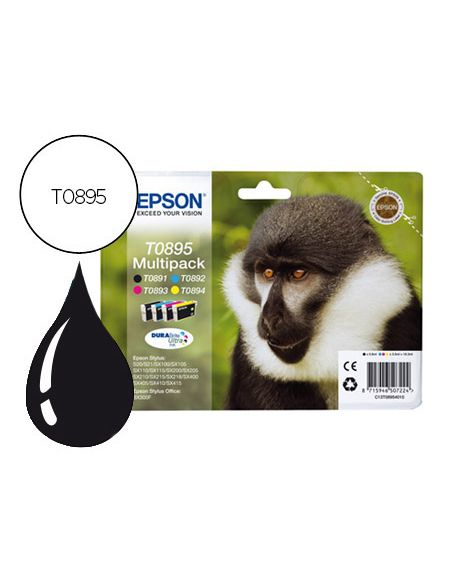 Ink-Jet Epson T0895 Multipack Stylus S21/ Sx100/Sx105/ Sx115/Sx215/Sx218/ Sx400/Sx40/ Sx415 Bx300 Negro