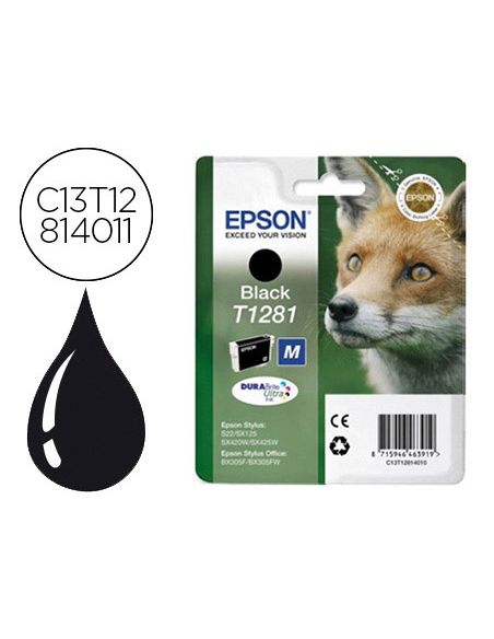 Ink-Jet Epson T1281 Stylus S22 / Sx125 Negro -170 Pag-