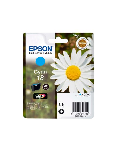 Ink-Jet Epson T18 Cyan Expression Home Xp-102 Xp-205 Xp-305 Xp-405 Capacidad 180 Pag