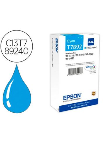 Ink-Jet Epson T7892Xxl Wf-5110 / 5190 / 5620 / 5690 Cian Alta Capacidad