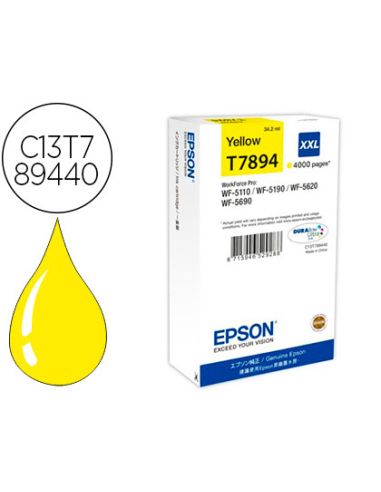 Ink-Jet Epson T7894Xxl Wf-5110 / 5190 / 5620 / 5690 Amarillo Alta Capacidad
