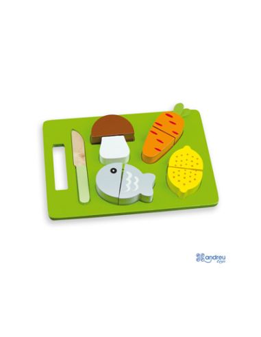 Juego Andreutoys Bandeja Alimentos Para Cortar 21,4X15X3 Cm