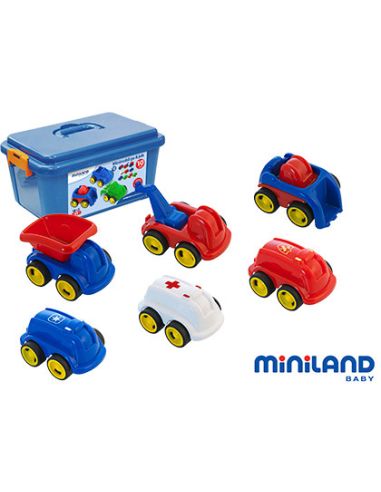 Juego Didactico Miniland Con 10 Vehiculos Profesionales Flexibles Para Trabajar La Educacion Vial