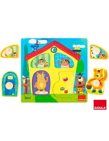 Puzle Goula Madera Casa Familia Osos 4 Piezas|Libreriasalesiana