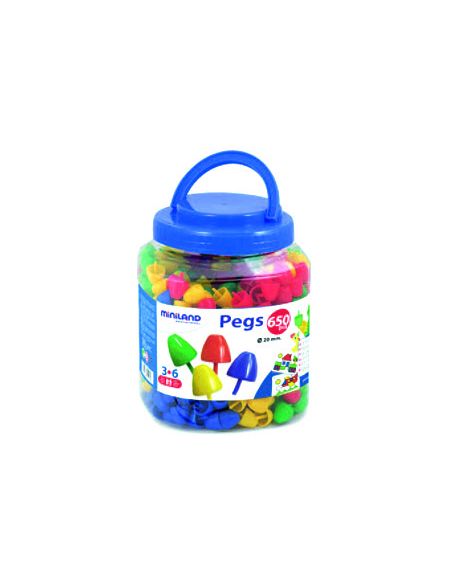 Juego Miniland Pegs Bote De 650 Piezas De 20 Mm