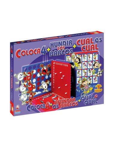 Juegos De Mesa Falomir Cuatro En Linea + Cual Es Cual + Hundir Los Barcos