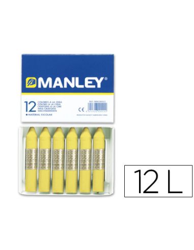 Lapices Cera Manley Unicolor Amarillo Claro N.4 Caja De 12 Unidades