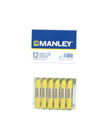Lapices Cera Manley Unicolor Amarillo Claro N.4 Caja De 12 Unidades
