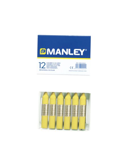Lapices Cera Manley Unicolor Amarillo Claro N.4 Caja De 12 Unidades