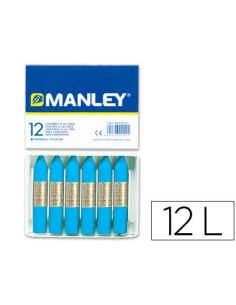 Lapices Cera Manley Unicolor Azul Cobalto N.20 Caja De 12 Unidades