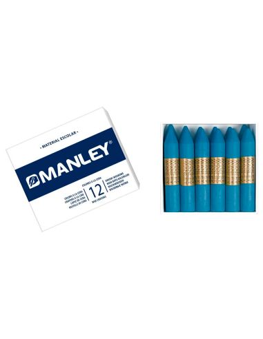 Lapices Cera Manley Unicolor Azul Cobalto N.20 Caja De 12 Unidades