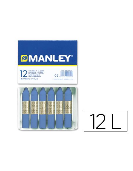 Lapices Cera Manley Unicolor Azul Ultramar N.18 Caja De 12 Unidades