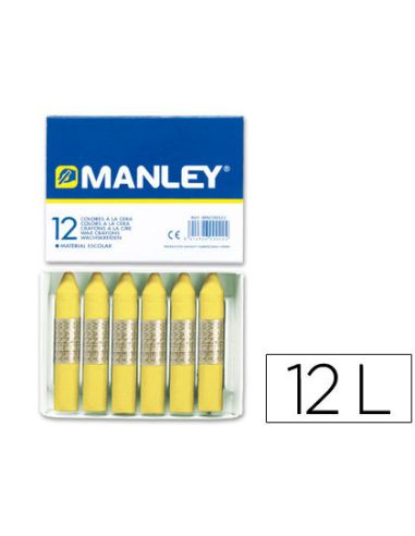 Lapices Cera Manley Unicolor Verde Amarillo Claro N.47 Caja De 12 Unidades