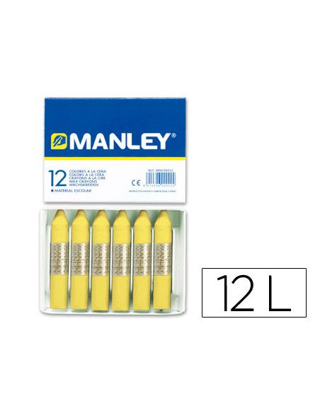 Lapices Cera Manley Unicolor Verde Amarillo Claro N.47 Caja De 12 Unidades