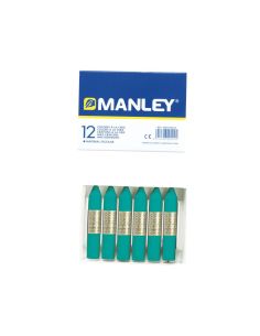 Lapices Cera Manley Unicolor Verde Turquesa N.23 Caja De 12 Unidades 2