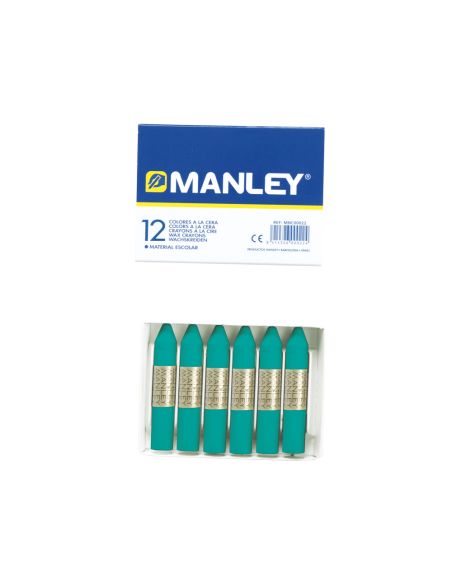 Lapices Cera Manley Unicolor Verde Turquesa N.23 Caja De 12 Unidades