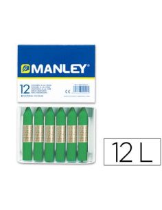Lapices Cera Manley Unicolor Verde Primavera N.25 Caja De 12 Unidades