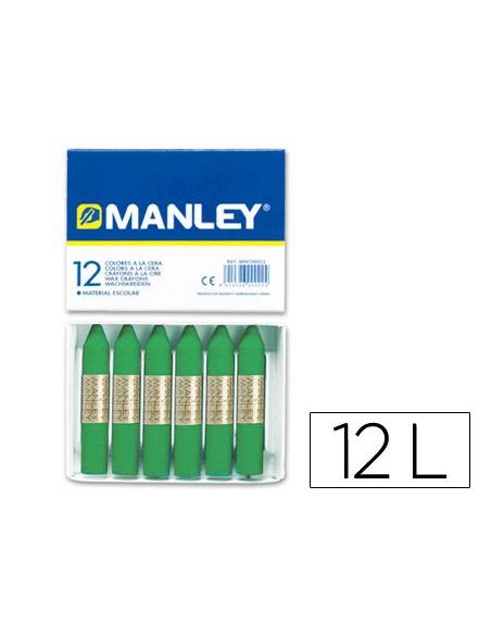 Lapices Cera Manley Unicolor Verde Primavera N.25 Caja De 12 Unidades|Libreriasalesiana