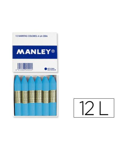 Lapices Cera Manley Unicolor Celeste Claro N.41 Caja De 12 Unidades