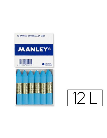Lapices Cera Manley Unicolor Celeste Claro N.41 Caja De 12 Unidades