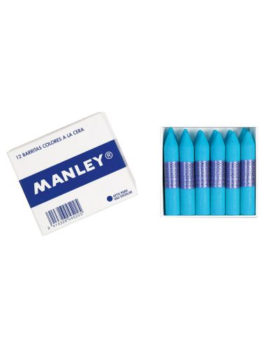 Lapices Cera Manley Unicolor Celeste Claro N.41 Caja De 12 Unidades