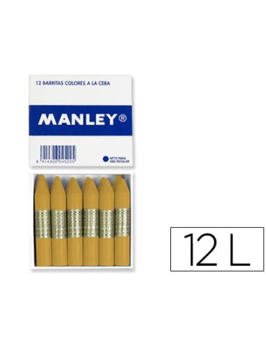 Lapices Cera Manley Unicolor Ocre Madera N.64 Cajade 12 Unidades