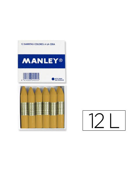 Lapices Cera Manley Unicolor Ocre Madera N.64 Cajade 12 Unidades
