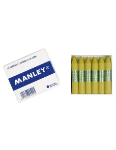 Lapices Cera Manley Unicolor Ocre Madera N.64 Cajade 12 Unidades 2