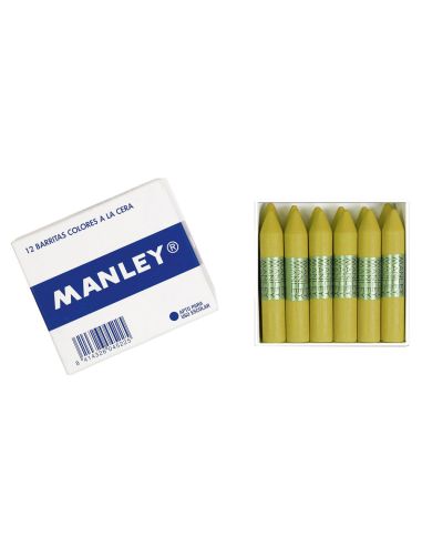 Lapices Cera Manley Unicolor Ocre Madera N.64 Cajade 12 Unidades