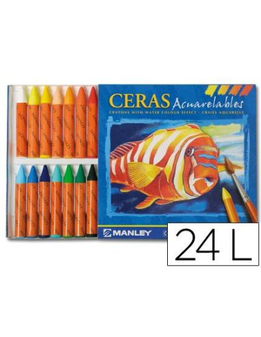 Lapices Cera Manley Acuarelable Caja De 24 Unidades Colores Surtidos|Libreriasalesiana