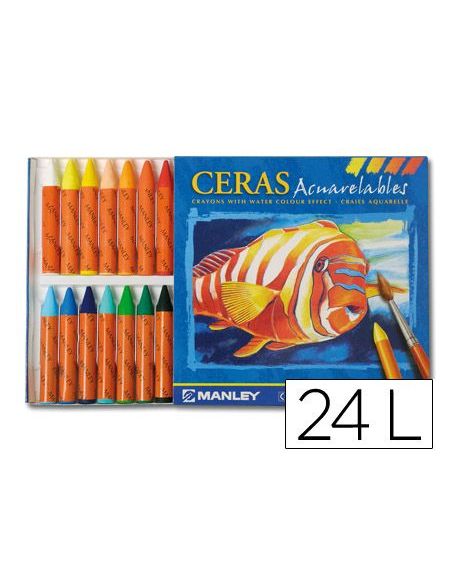 Lapices Cera Manley Acuarelable Caja De 24 Unidades Colores Surtidos|Libreriasalesiana