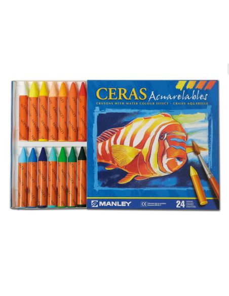 Lapices Cera Manley Acuarelable Caja De 24 Unidades Colores Surtidos|Libreriasalesiana