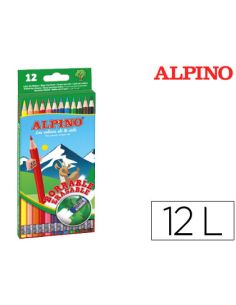 Lapices De Colores Alpino Borrable Con Goma Caja De 12 Colores Surtidos